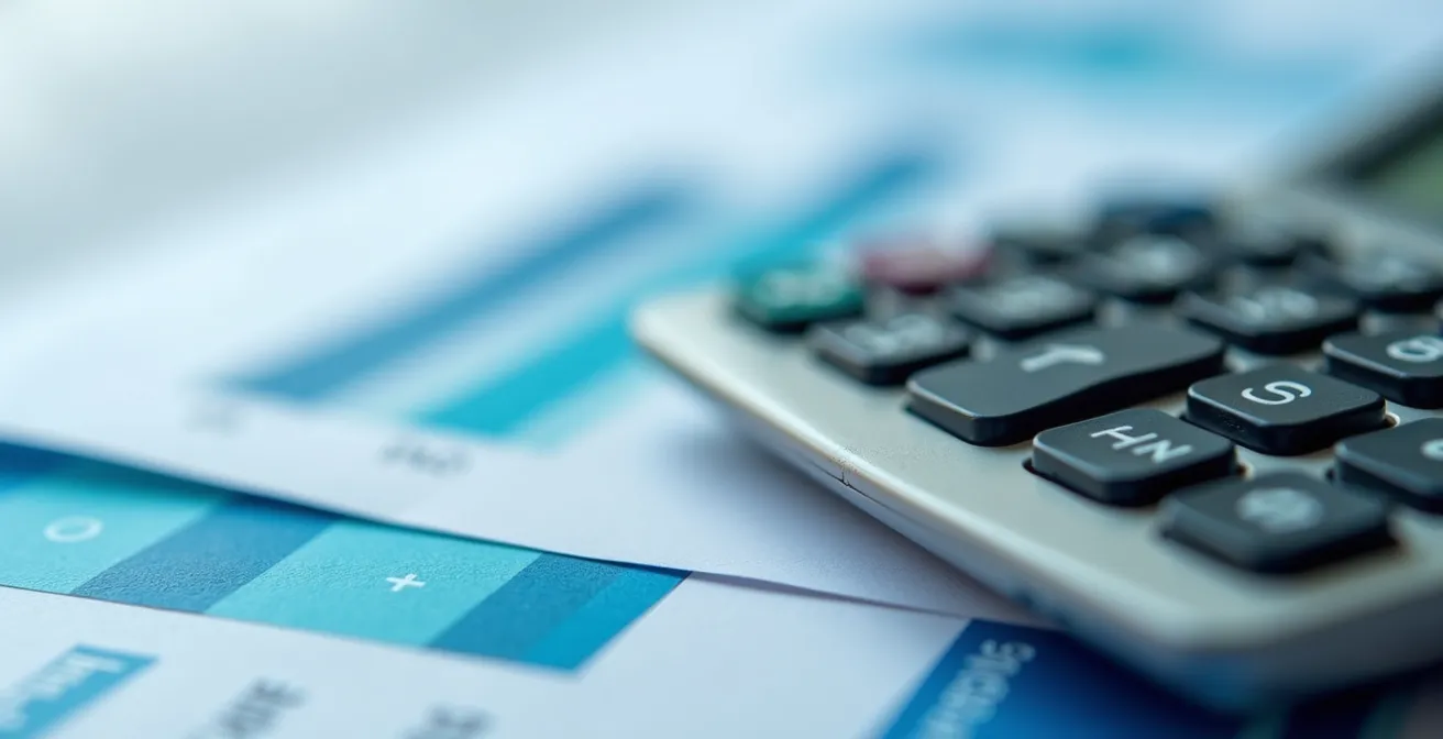 Bureau moderne avec documents financiers et calculatrice pour optimisation des assurances