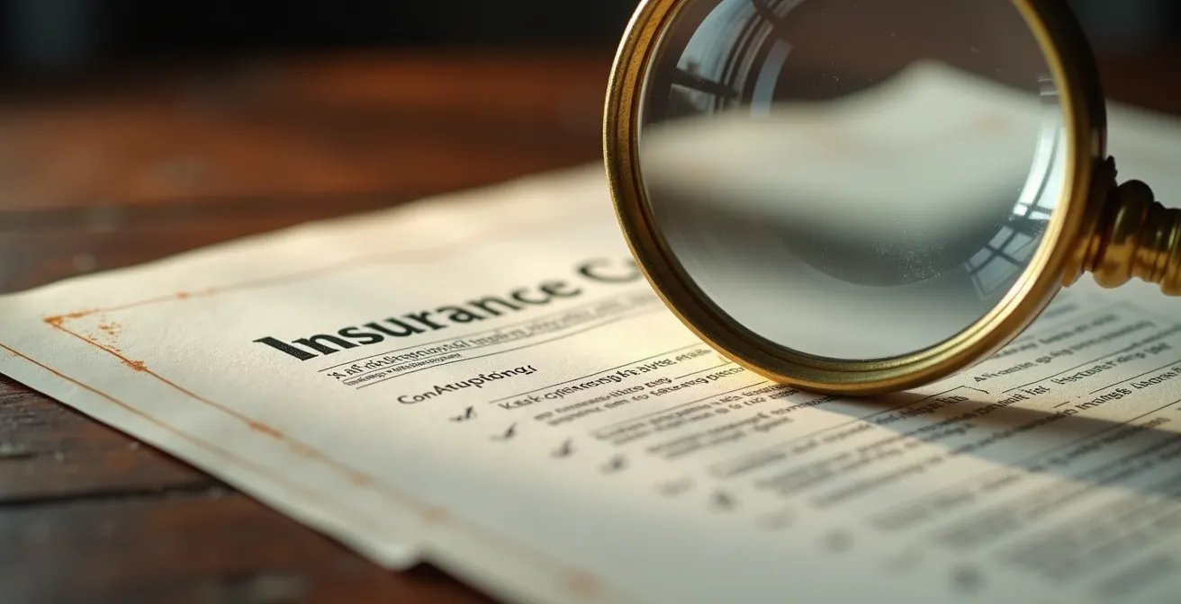 Documents de contrats d'assurance disposés sur une table avec calculatrice