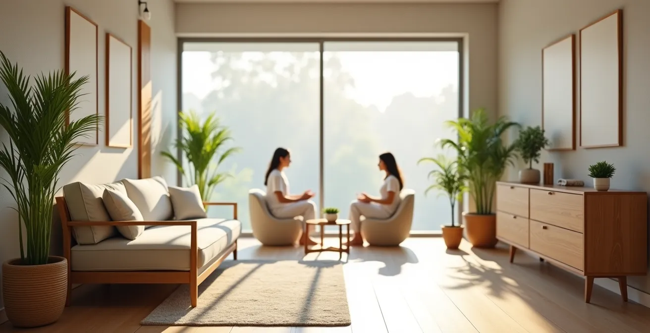 Séance de consultation en médecine douce dans un cabinet lumineux et apaisant