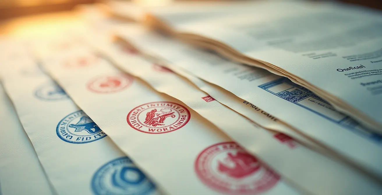 Ensemble de documents administratifs français organisés pour validation d'un dossier GLI