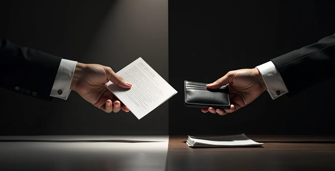 Représentation symbolique du processus d'indemnisation des victimes par le FGAO